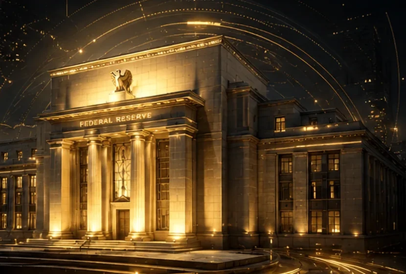 Federal Reserve building visualised as live AgAu.ai policy intelligence